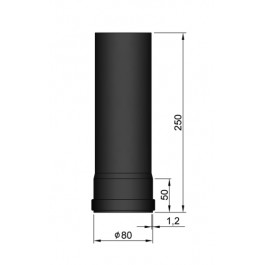 rookkanaal enkelwandig L:25 cm Ø80mm pelletkachel | 123rookkanaal